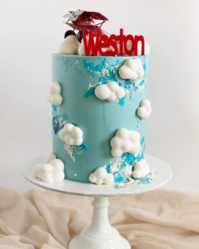 Airplane and clouds cake.