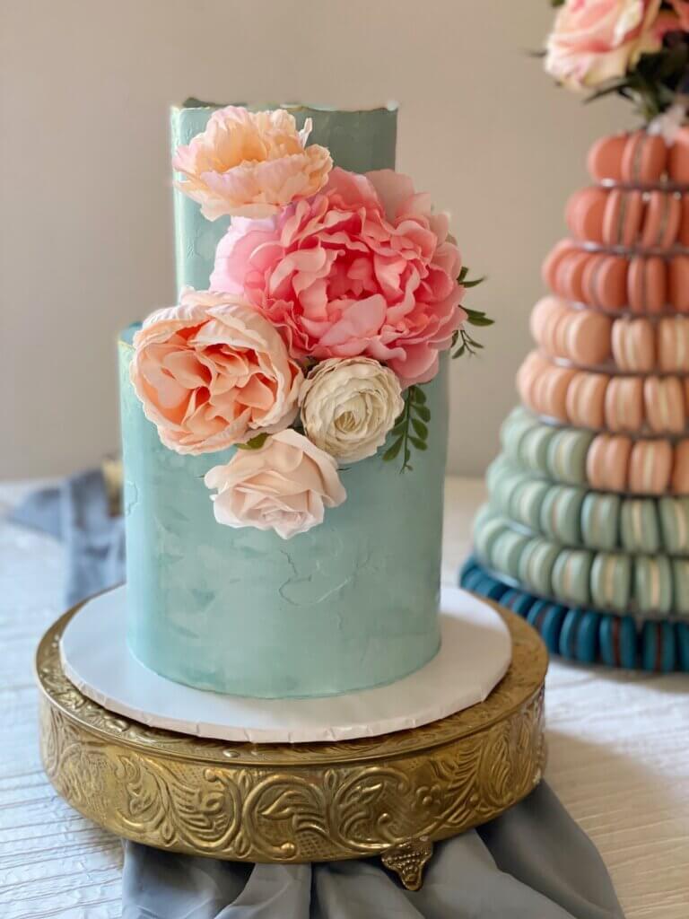 Teal wedding cake