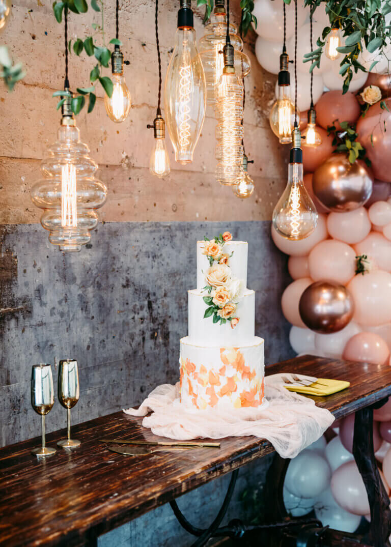 Orange, yellow, wedding cake